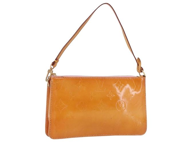 LOUIS VUITTON Monogram Vernis Lexington Accessory Pouch Rose LV Auth 191776 Brown