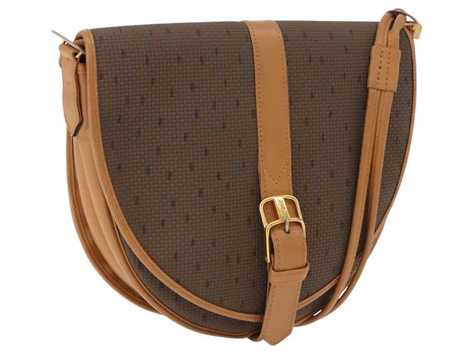 Borsa a Spalla SAINT LAURENT PVC Canvas Beige Oro Auth bs36115 D'oro