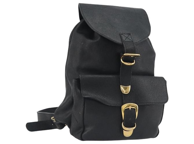 Zaino Gianni Versace in pelle nero e oro Auth BA13798 D'oro