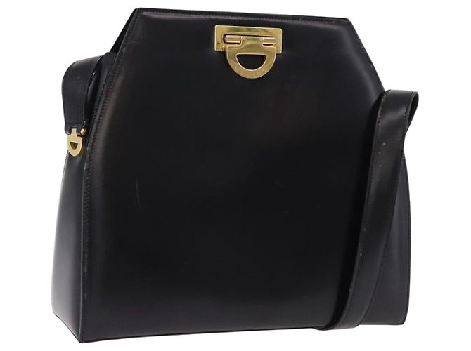 Céline Borsa a tracolla CELINE in pelle nera e oro Auth bs36066A Nero D'oro