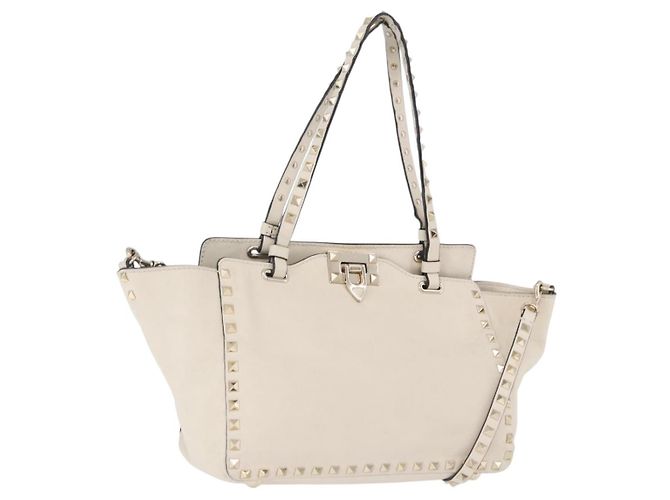 VALENTINO Handtasche aus Leder 2way White Gold Auth BA14307 Weiß Golden