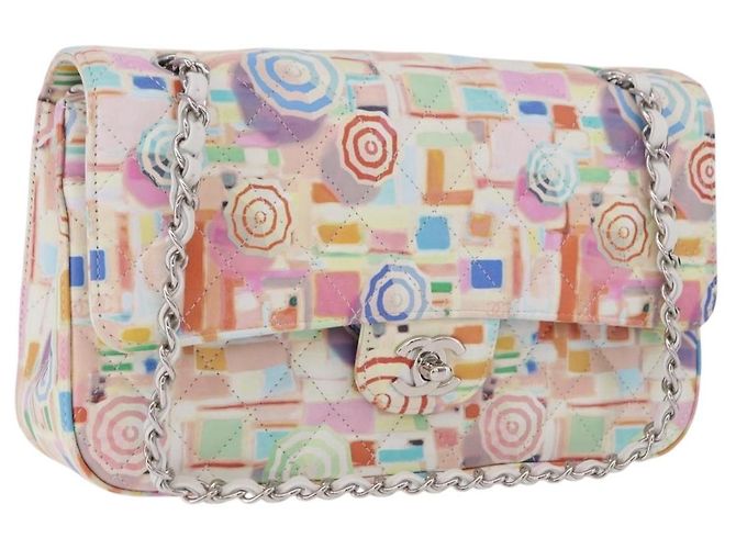 CHANEL Matelasse 25 Chain Bag Lamb Skin Multicolor Silver CC Auth 190690SM Argento Multicolore