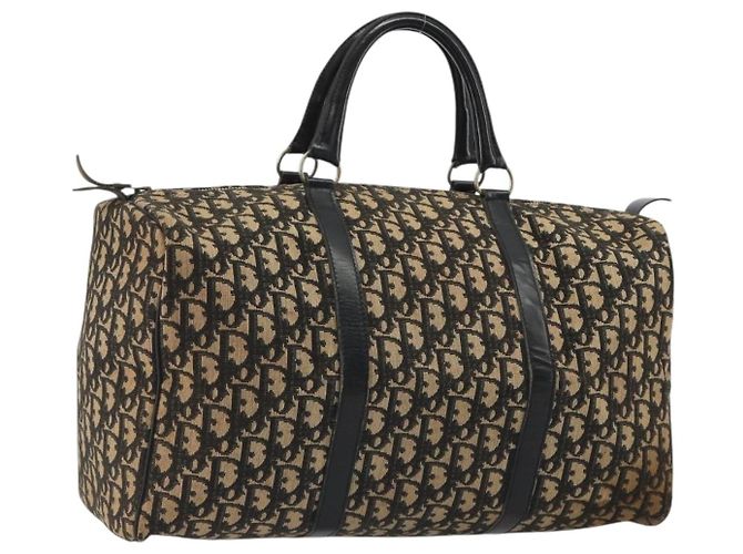 Borsa Boston Christian Dior Trotter Canvas Navy Silver Auth gh2199 Argento Blu navy