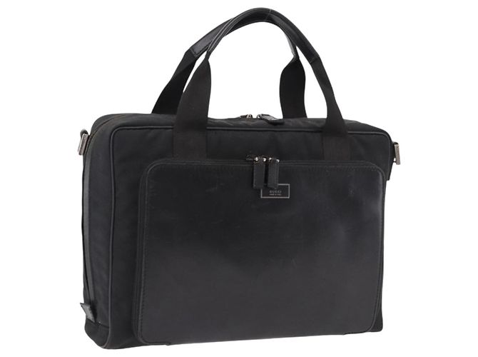 Borsa GUCCI in tela nera e argento Auth bs36102 Nero