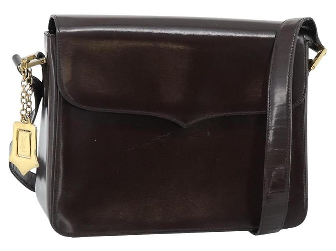 Bolsa de Ombro SAINT LAURENT em Couro Marrom Ouro Auth ar14039 Dourado