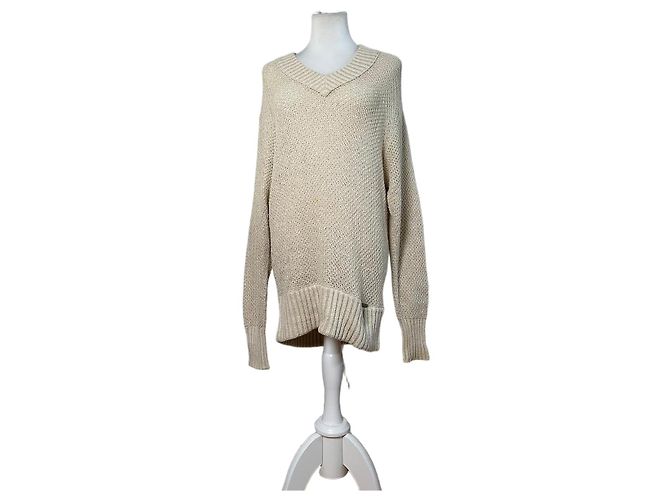 Vintage Burberry Strickpullover Creme Gold Plate M Beige