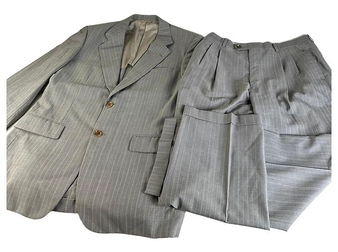 Vintage Dior Men’s Wool Blend Blazer Light Grey Stripe XL