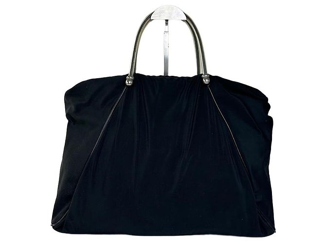 Sac cabas en nylon vintage Loewe noir argent