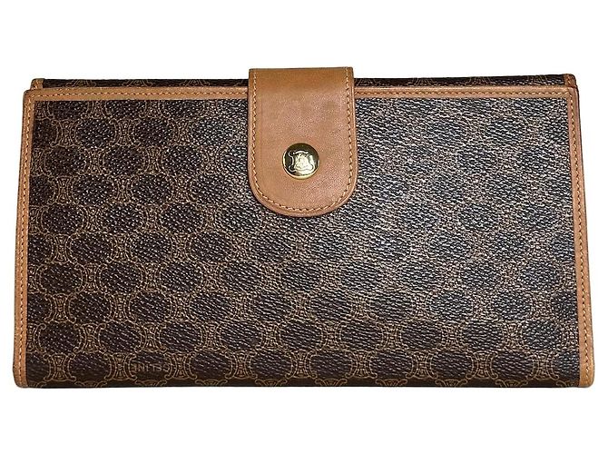 Céline Clutch Cartera Vintage Celine Monogram Canvas Marrón Tan Castaño