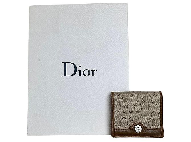 Oblique Vintage Dior Monogram Canvas Wallet Beige Brown