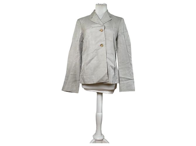 Céline Vintage Celine Silk Blazer Cream Gold Buttons M
