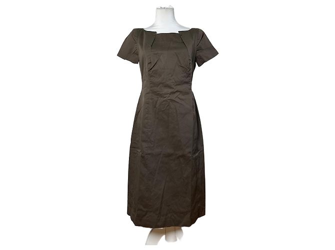 Salvatore Ferragamo Abito vintage Ferragamo in cotone stretch marrone M