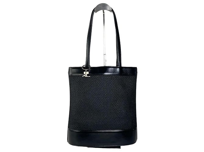 Tote in mesh e pelle vintage Courreges nero argento