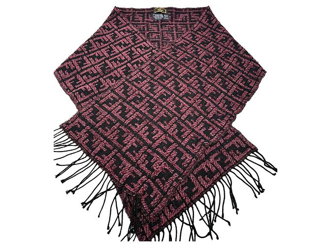Sciarpa Vintage Fendi FF Monogram Nero Rosa