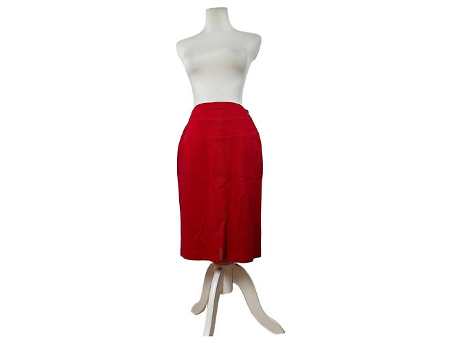 Gonna vintage Dior in misto cotone rosso L
