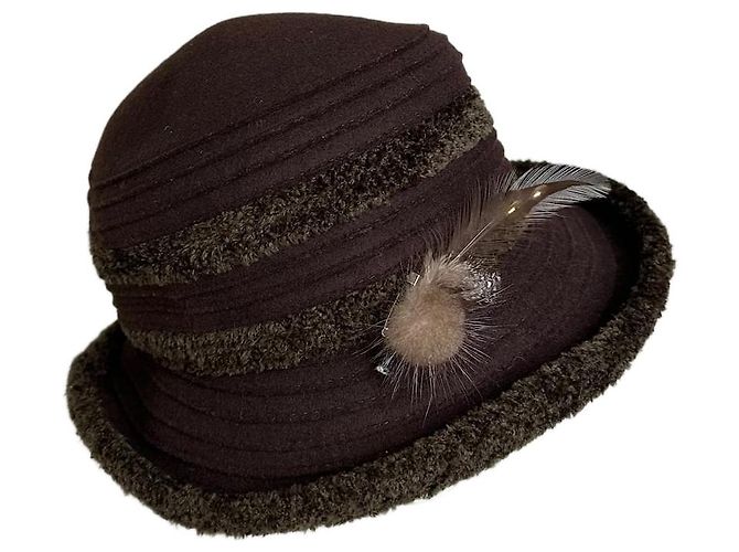 Vintage Givenchy Wool Felt Hat Dark Brown Olive Green