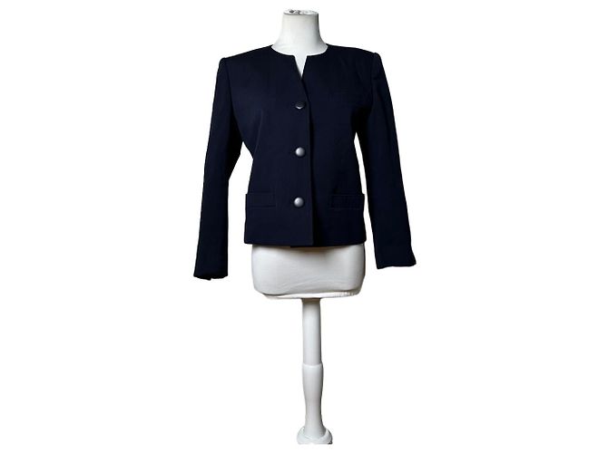 Vintage Dior Wool Jacket Navy S Navy blue