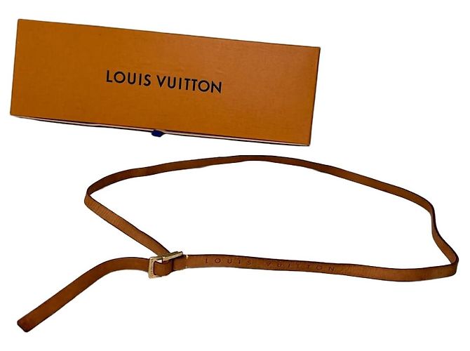 Vintage Louis Vuitton Ledergürtel mit Logo Tan Gold Kamel