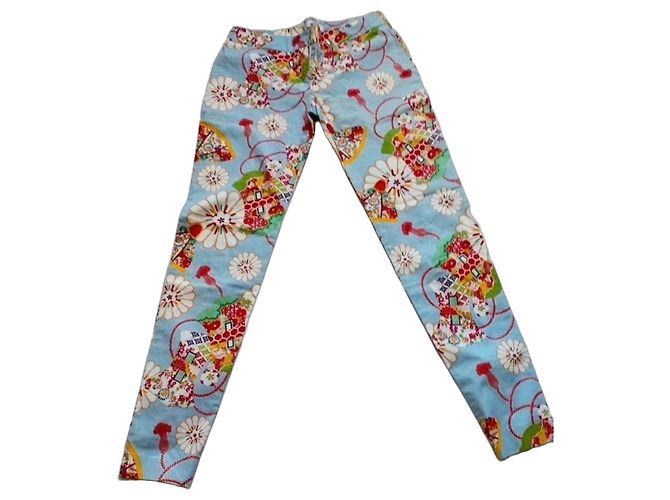 Pantaloni Cacharel stampa floreale blu Bianco Rosso Verde Giallo
