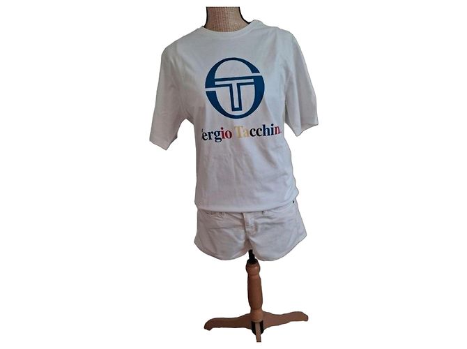 Autre Marque Camiseta Sergio Tacchini blanca Blanco Roja Azul Amarillo 