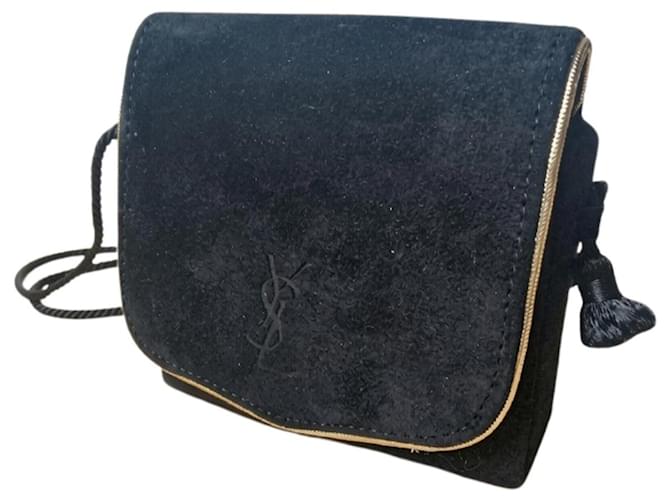 Sac à épaule en daim Yves Saint Laurent YSL Opium Noir 