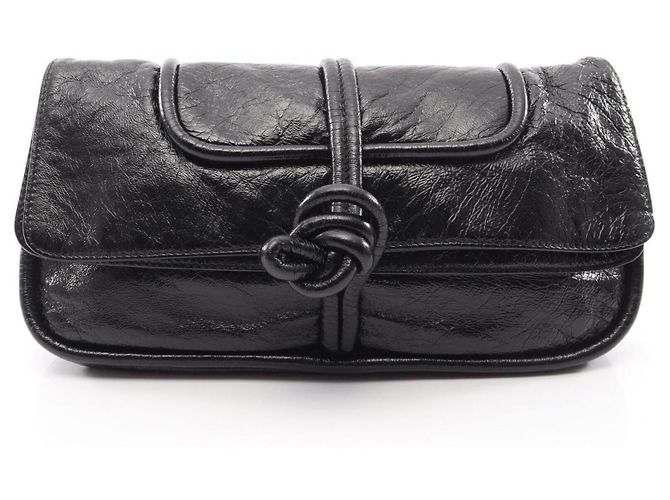 Bolsa Clutch Loewe Twisted Knot Second Bag Preto