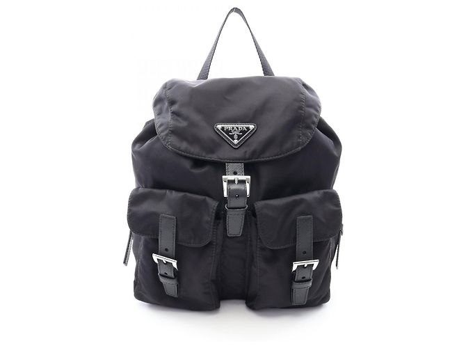 Mochila/Bolsa de Tessuto + Bezerro macio Prada Preto