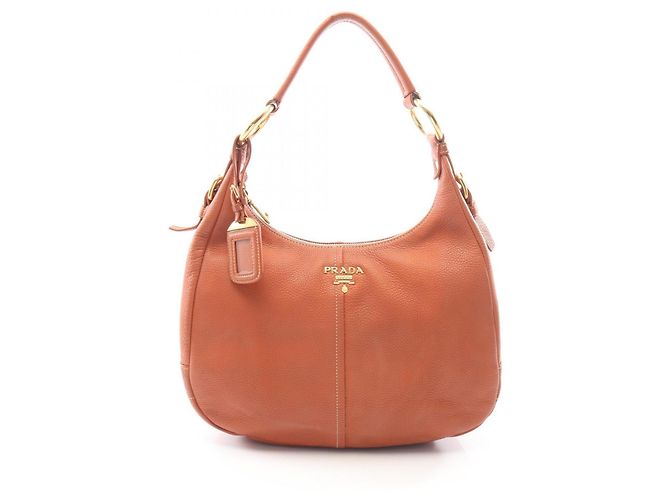 Borsa a tracolla in pelle marrone Prada