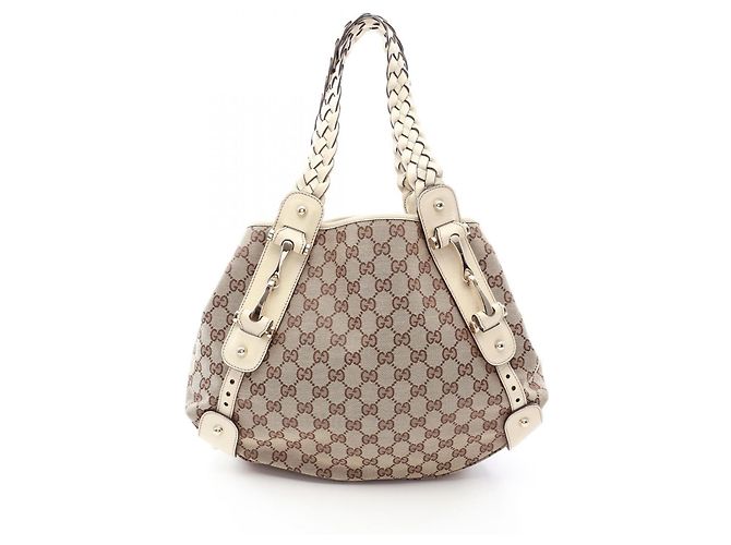 Bolsa de Ombro Gucci GG Canvas Branco Bege