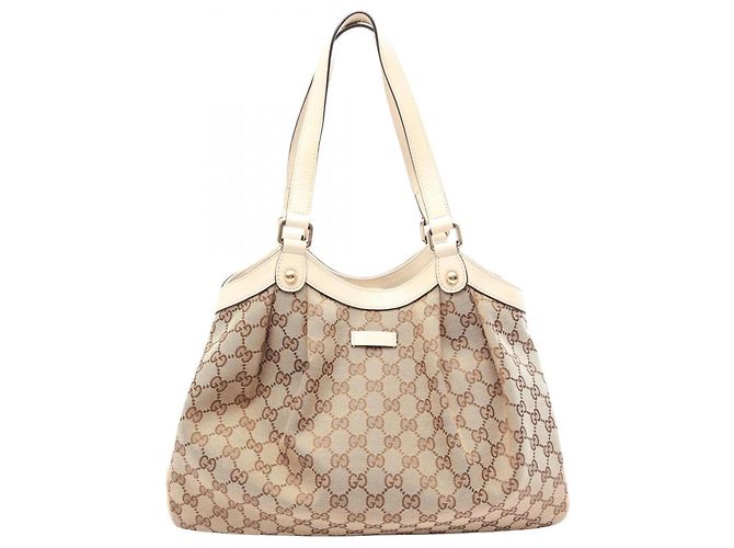 Gucci GG Canvas Tote Bag Weiß Beige