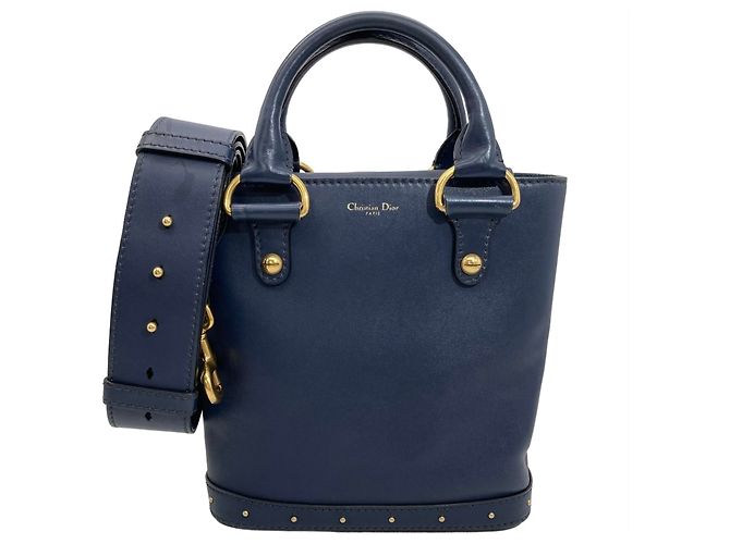 Borsa a secchiello Christian Dior in pelle blu navy