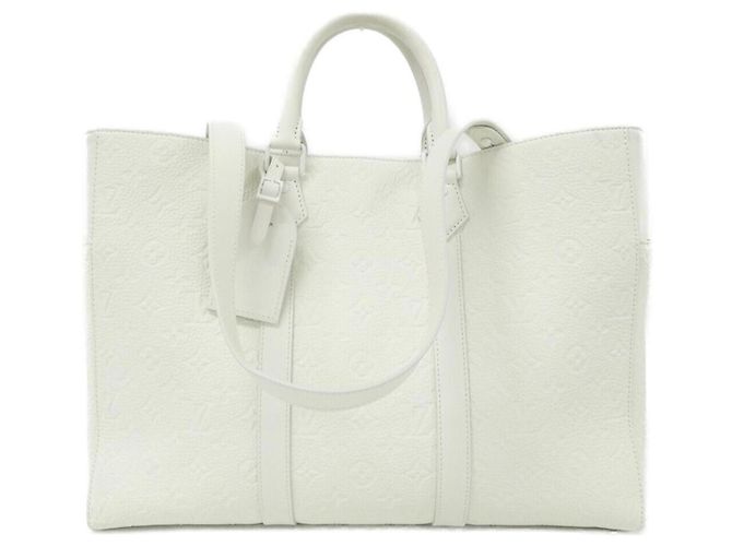 Louis Vuitton Taurillon Monogram Sac Plat 24H Handtasche Weiß
