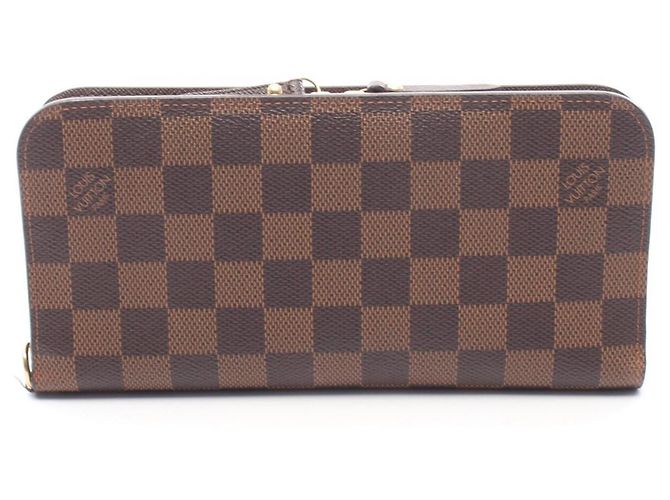 Portafoglio lungo pieghevole Louis Vuitton Damier Ebene Marrone
