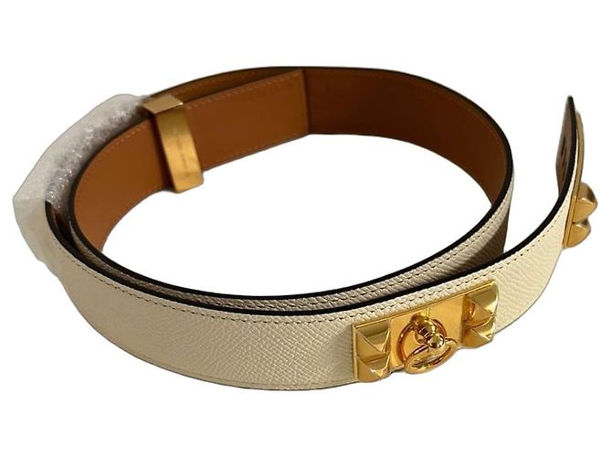Hermès Ledergürtel Weiß Goldene Schnalle Gold hardware