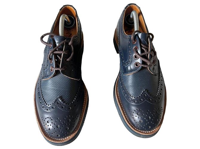 Autre Marque Tricker's Derby Brogues uomo in pelle blu 