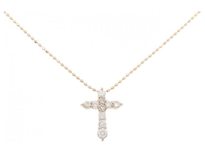 Autre Marque Collar Cross Diamond en Au750 Rosa