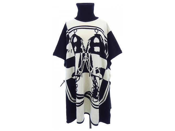 Hermès Poncho Cashmere Poncho Nero Bianco