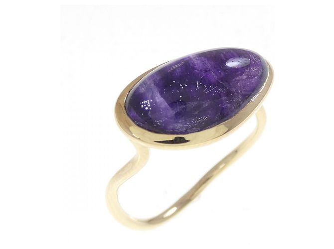 Autre Marque Anello ete K10 Oro Giallo Quarzo Fluorite D'oro