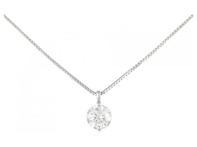 Autre Marque Platin-Solitär-Diamantkette Silber