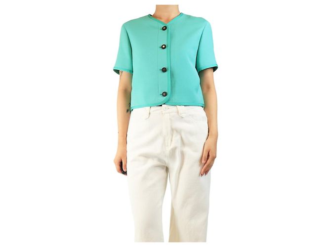 Dior Green cropped wool-blend jacket - size UK 10