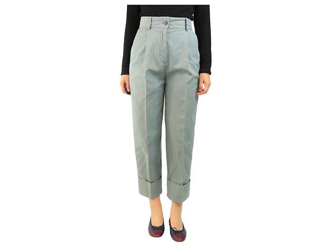 Acne Pantalones de algodón azul con vuelta - talla UK 8