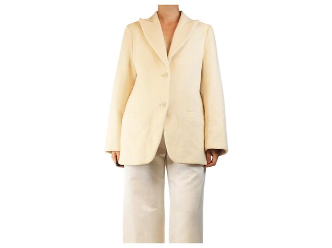 Totême Cream wool-blend blazer - size UK 8