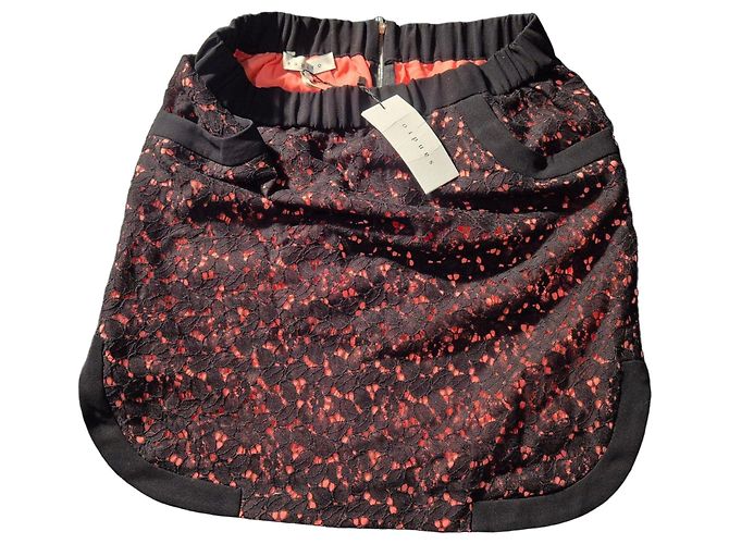 Sandro Gonna Corta in Pizzo Nero e Corallo