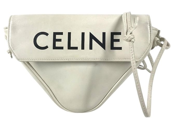 Céline Pochette bandoulière Celine Logo Triangle Noir Blanc