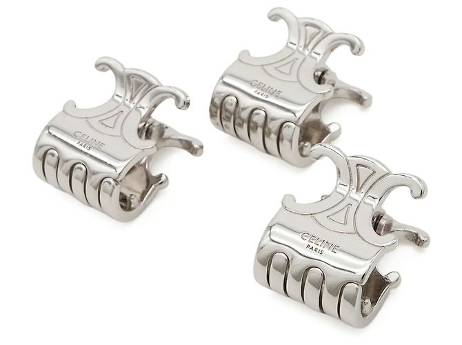 Céline Set di 3 mollettoni per capelli Celine Triomphe Mini Argento 