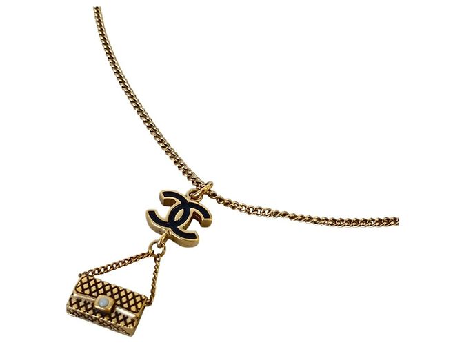 Chanel Coco Mark Matelassé Taschenanhänger Halskette Golden