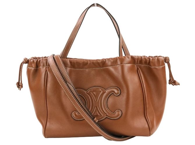 Céline Borsa Celine Small Cabas Drawstring Cuire Triomphe Marrone