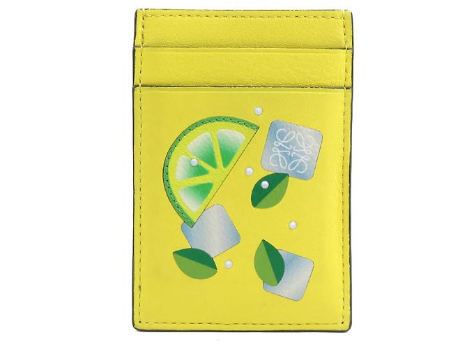 Tarjetero de cuero amarillo Loewe
