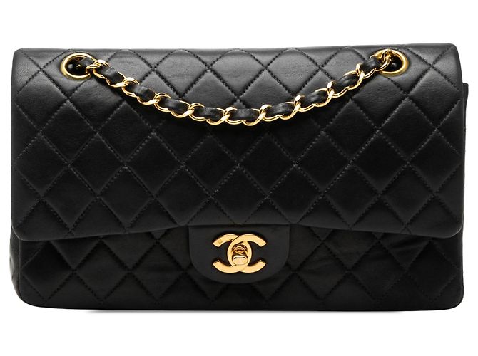 Chanel Black Medium Classic Lambskin Double Flap Noir