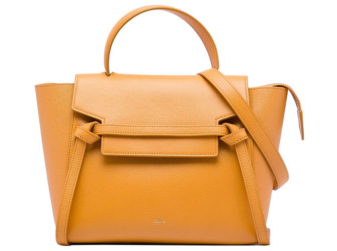 Belt Bag Céline Bolso cinturón Celine en piel de becerro micro granulado amarillo Mostaza